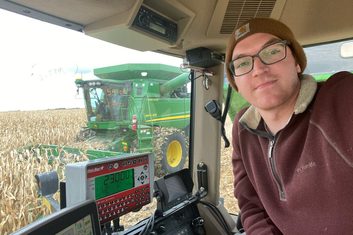 Matthew Fitzgerald in a tractor in Minnesota. (Photo courtesy of Matthew Fitzgerald)