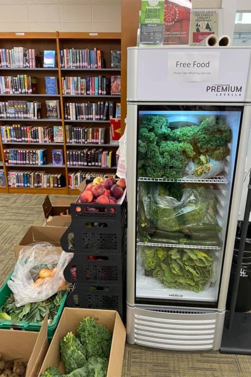 The Schuylerville Library in Schuylerville, New York, features a community fridge (Photo credit: Farm 2 Library)