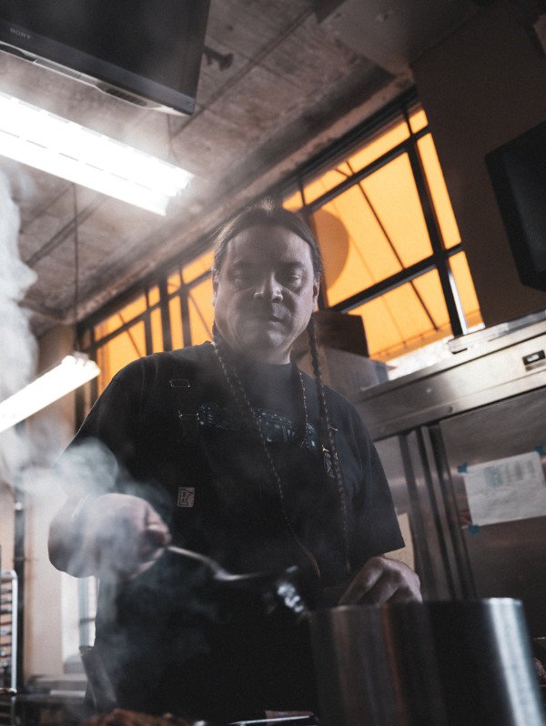 Sean Sherman in Kitchen 2 Credit BIll Phelps Studio @billphelpsstudio